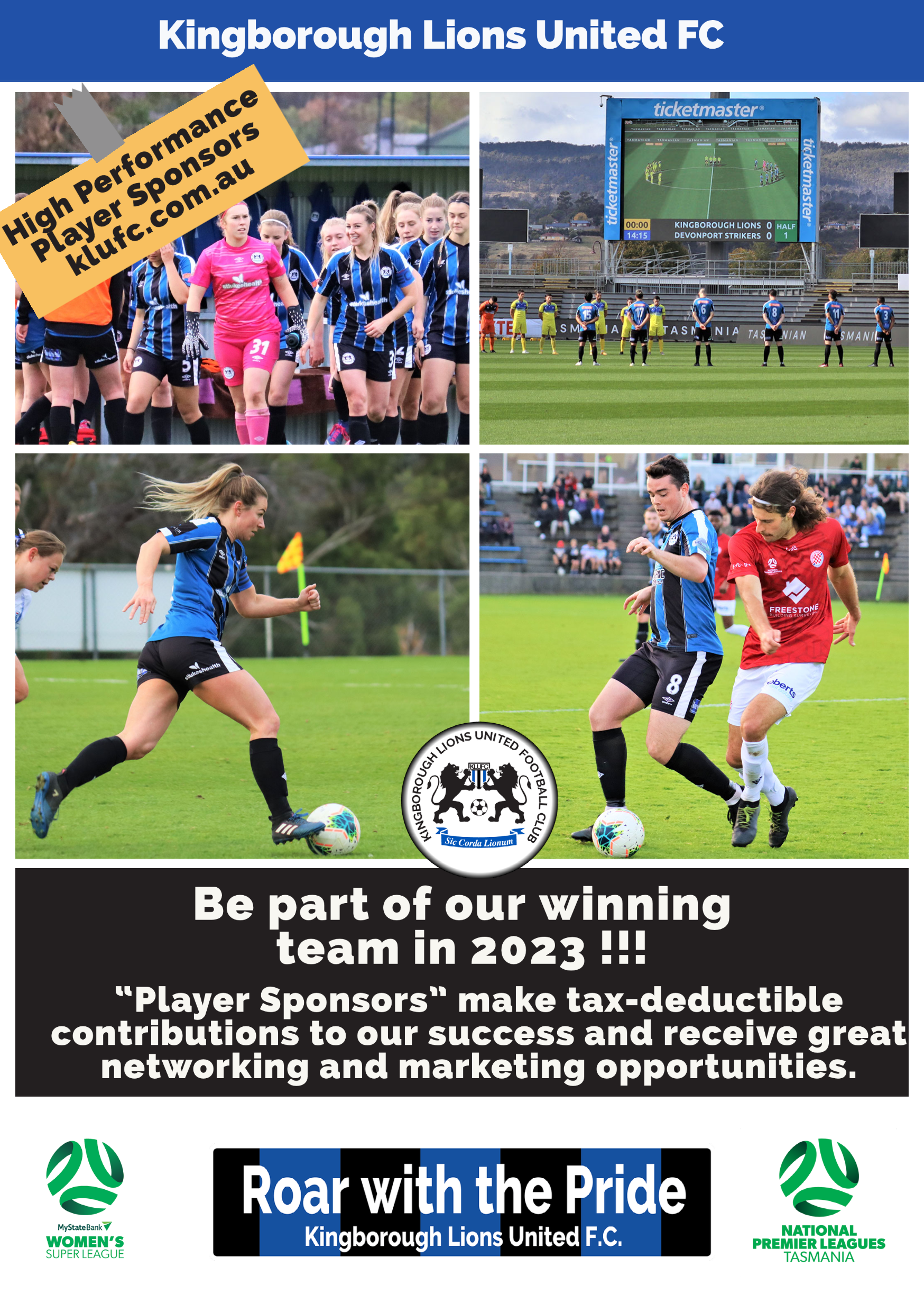 2023 High Performance Program Player Sponsor - Kingborough Lions United FC